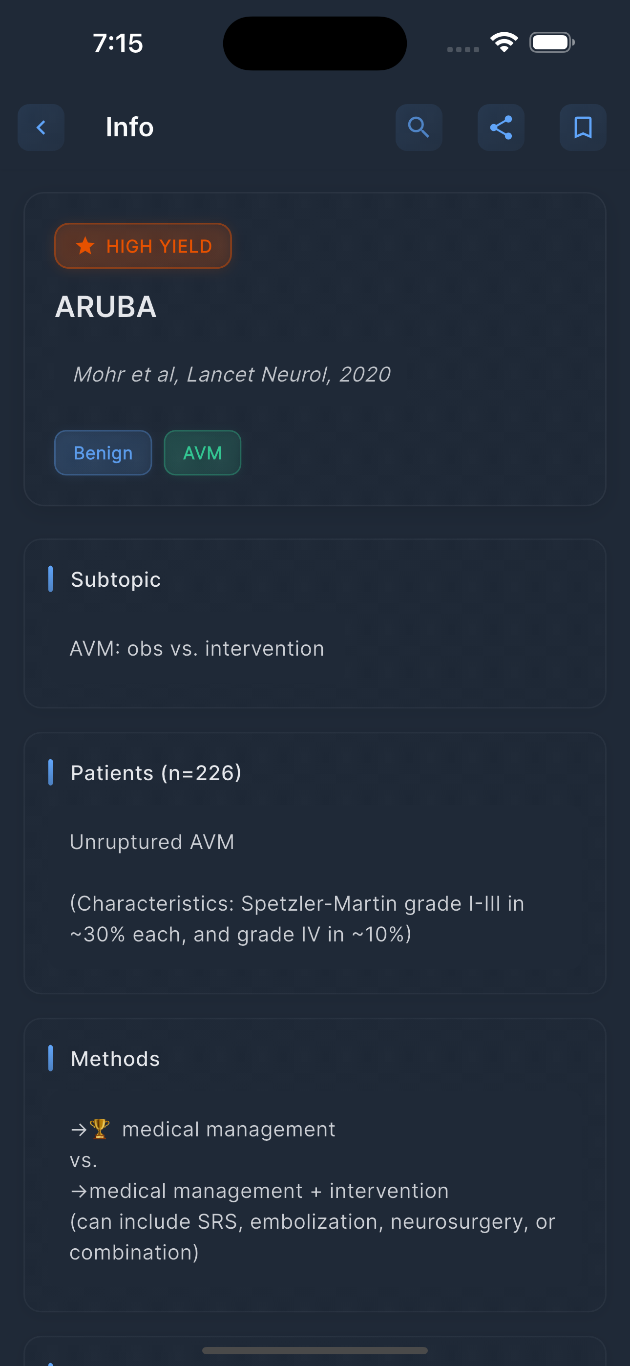 RadOncTables app — study detail
